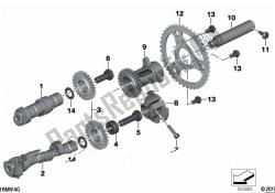 Camshaft, pulley, intermediate shaft