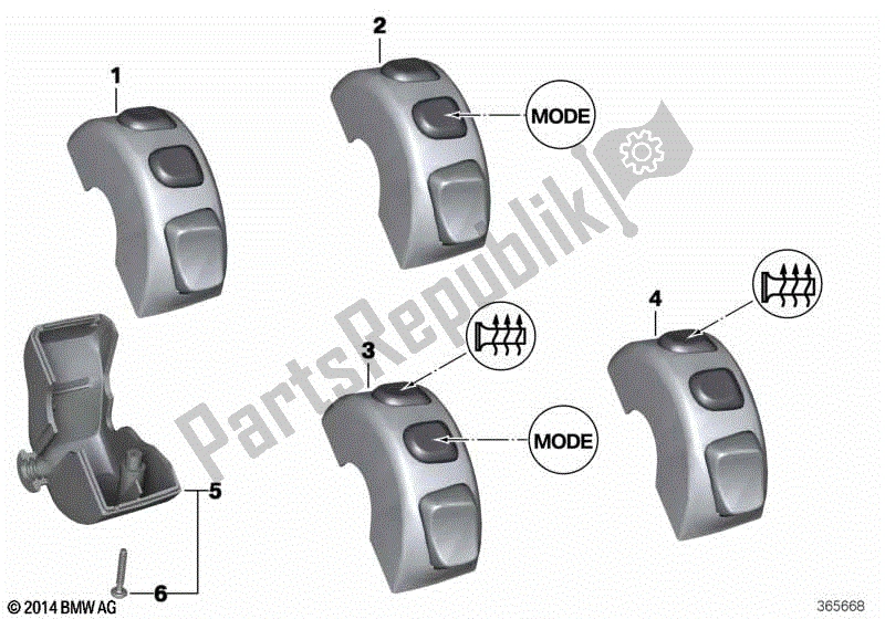 Todas las partes para Interruptor Combinado, Manillar, Derecho de BMW R 1200 RS K 54 2015 - 2018