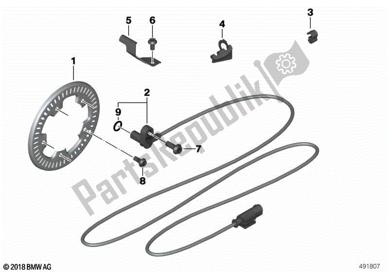 Todas las partes para Sensor De Velocidad De La Rueda Delantera de BMW R 1200 RS K 54 2015 - 2018