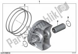 Piston with rings and wristpin