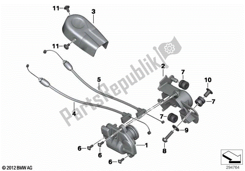 All parts for the Servo Unit, Exhaust Flap of the BMW R 1200 RS K 54 2015 - 2018