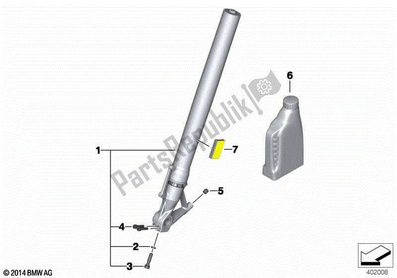 All parts for the Telescope-fork of the BMW R 1200 RS K 54 2015 - 2018