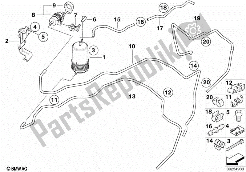 Alle onderdelen voor de Actief Koolfilter / Brandstofventilator van de BMW R 1200 RT K 26 2004 - 2009