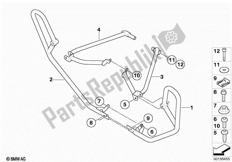 Alle onderdelen voor de Motorrolbeugel, Autoriteitsvoertuigen van de BMW R 1200 RT K 26 2004 - 2009