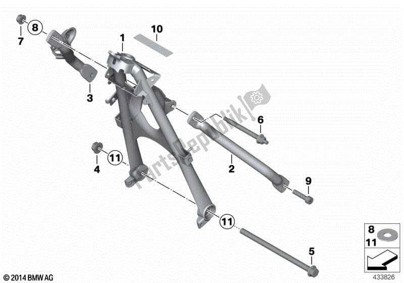 Alle onderdelen voor de Voorframe / Bevestigingsdelen van de BMW R 1200 RT K 26 2004 - 2009