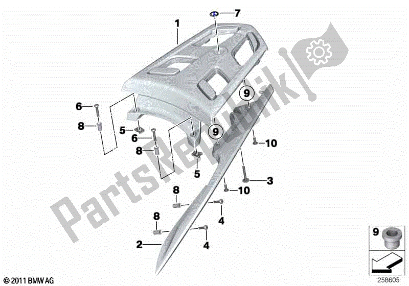 Todas las partes para Asa Con Soporte Para Equipaje de BMW R 1200 RT K 26 2004 - 2009