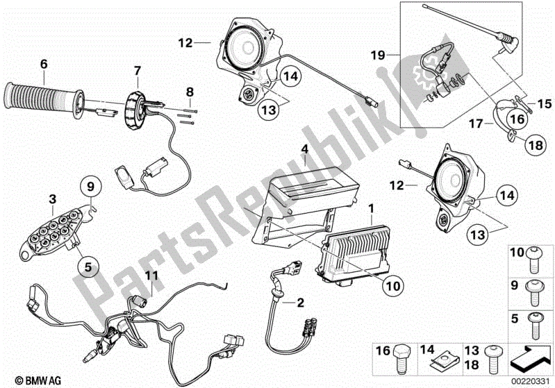 Todas las partes para Sistema De Audio Sin Preparaciones De Radio de BMW R 1200 RT K 26 2010 - 2013