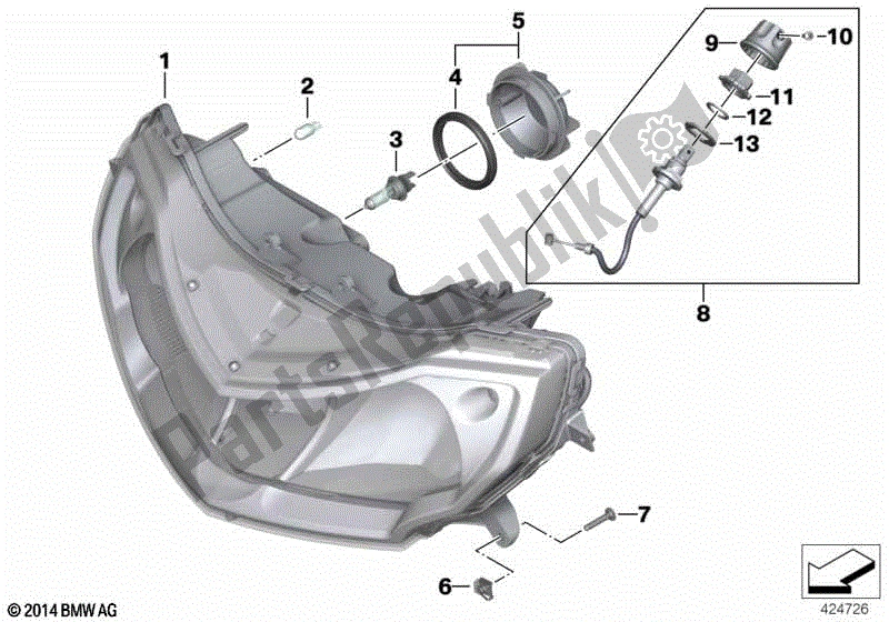 Todas las partes para Faro de BMW R 1200 RT K 26 2010 - 2013