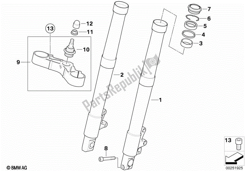 Todas las partes para Tubo Interior / Soporte De Horquilla, Inferior? 41 Mm de BMW R 1200 RT K 26 2010 - 2013