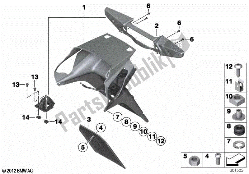 Todas las partes para Soporte De Placa De Matrícula / Bloqueo De Sillín de BMW R 1200 RT K 26 2010 - 2013