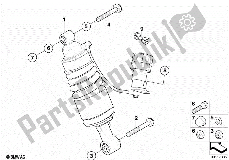 All parts for the Spring Strut, Rear of the BMW R 1200 RT K 26 2010 - 2013