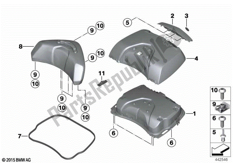 Toutes les pièces pour le Couvercle De Top Case du BMW R 1200 RT K 52 2013 - 2018