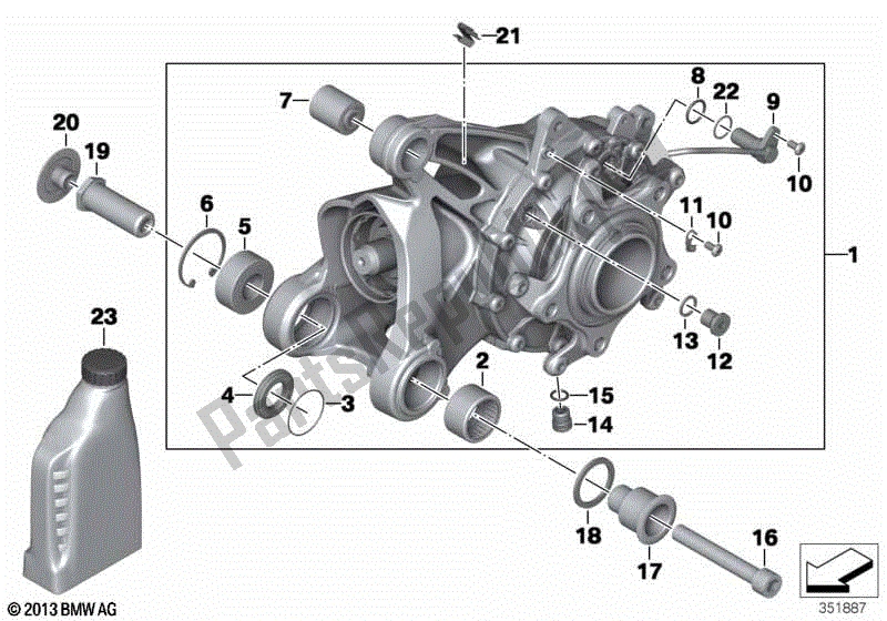 Toutes les pièces pour le Boîte De Vitesses à Angle Droit, Arrière du BMW R 1200S K 29 2006 - 2007