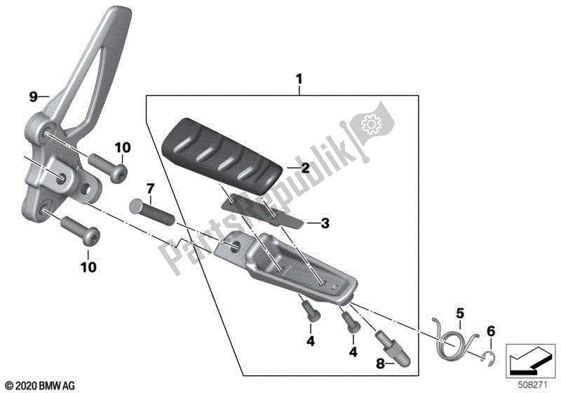 Todas las partes para Placa De Reposapiés / Reposapiés Delantero de BMW R 1200 ST K 28 2004 - 2007