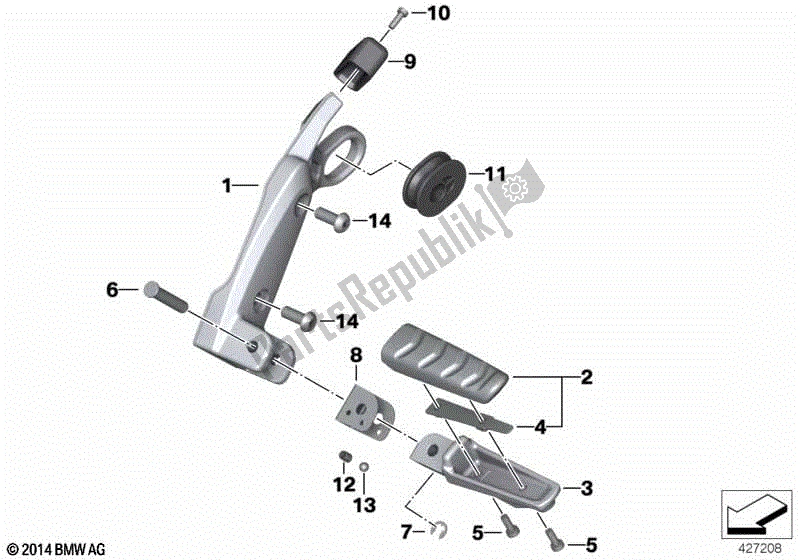 Todas las partes para Placa De Reposapiés / Reposapiés Trasero de BMW R 1200 ST K 28 2004 - 2007