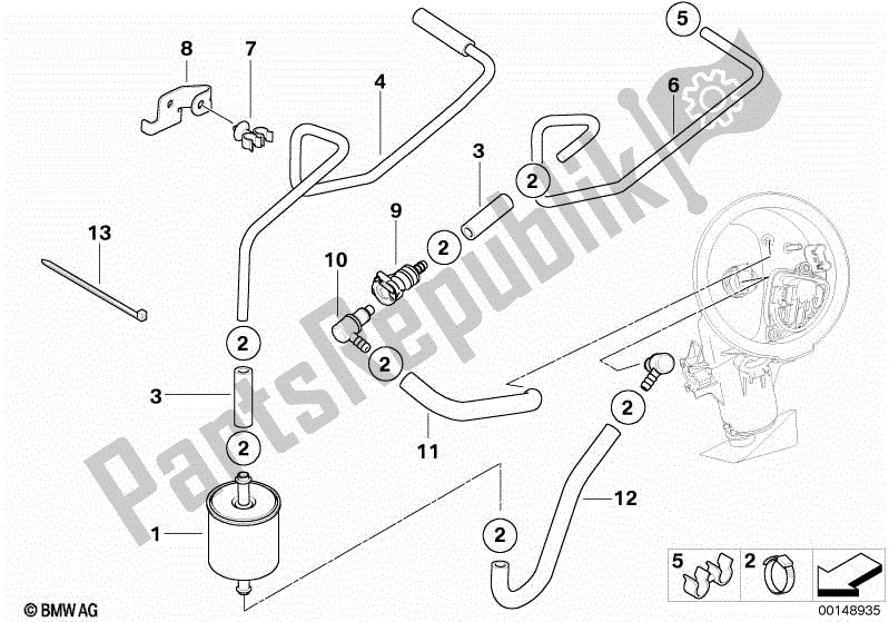 Todas las partes para Suministro De Combustible / Bomba / Filtro de BMW R 1200 ST K 28 2004 - 2007