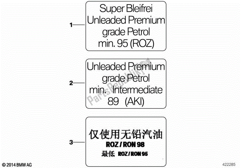 Todas las partes para Etiqueta De Aviso Para Combustible de BMW R 1200 ST K 28 2004 - 2007
