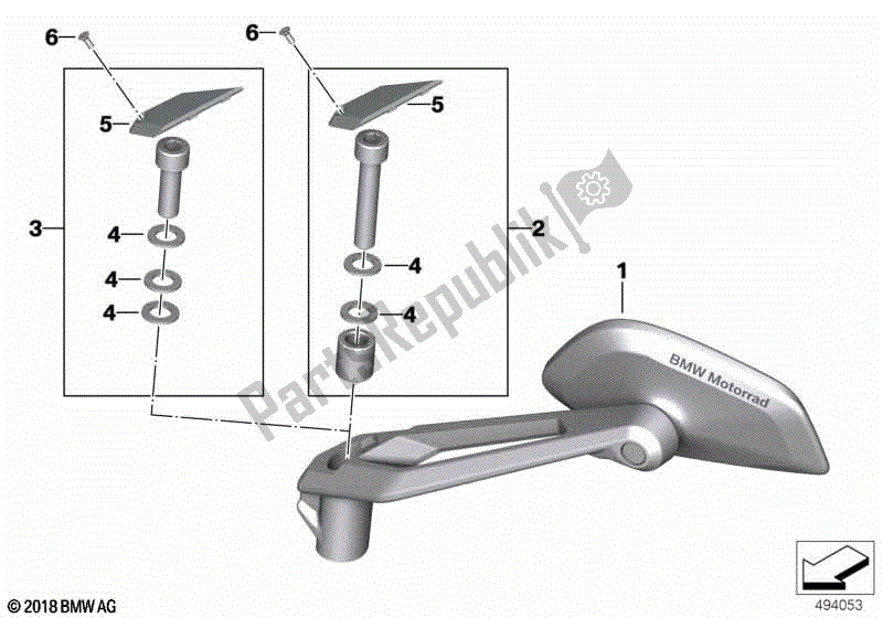 Todas las partes para Espejo de BMW R 1250 GS K 50 2018 - 2021