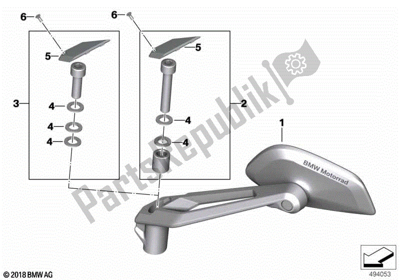 Todas las partes para Espejo de BMW R 1250 GS K 50 2018 - 2021