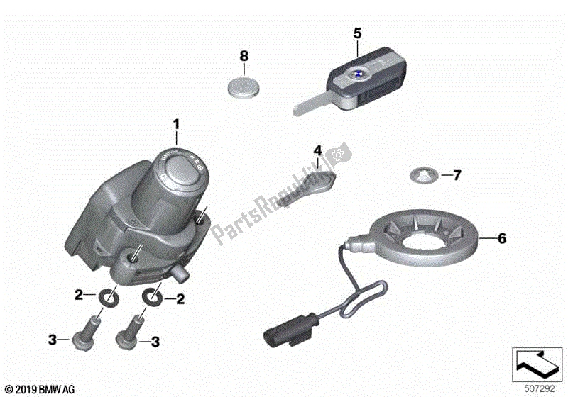All parts for the Rf Remote Control Locking System of the BMW R 1250 GS K 50 2018 - 2021