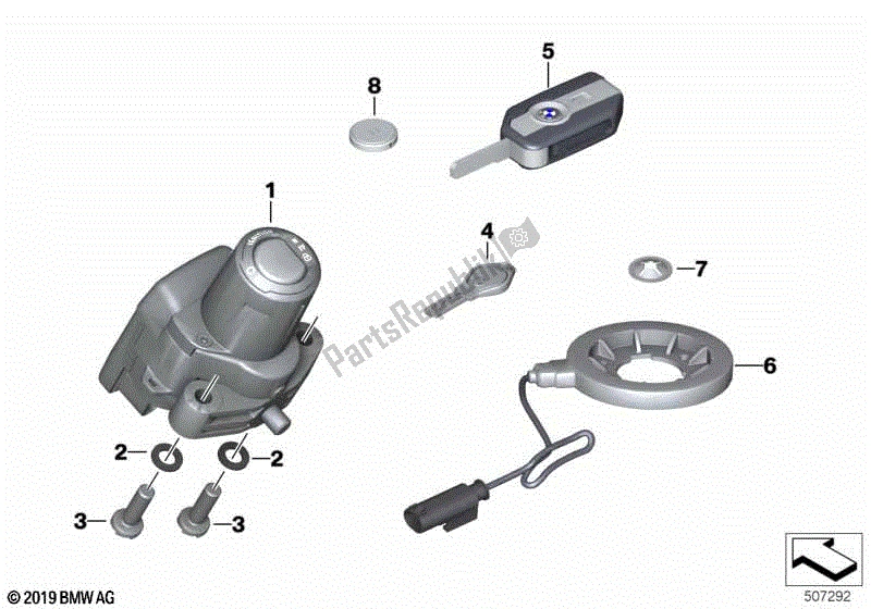 Todas las partes para Sistema De Bloqueo De Control Remoto Rf de BMW R 1250 GS K 50 2018 - 2021