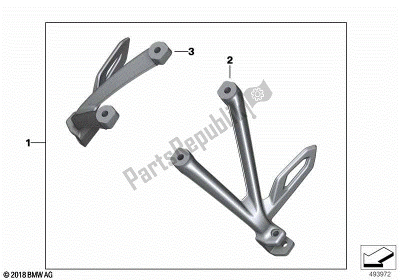 Todas las partes para Set Soporte Reposapiés Negro de BMW R 1250 GS K 50 2018 - 2021