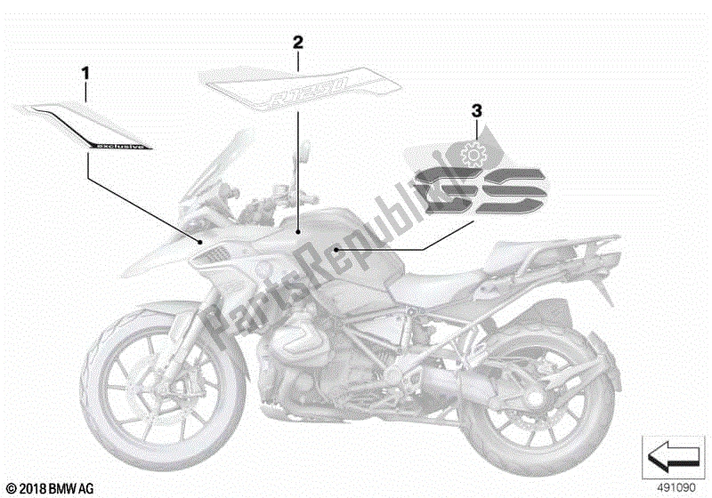 Todas las partes para Etiqueta Adhesiva de BMW R 1250 GS K 50 2018 - 2021