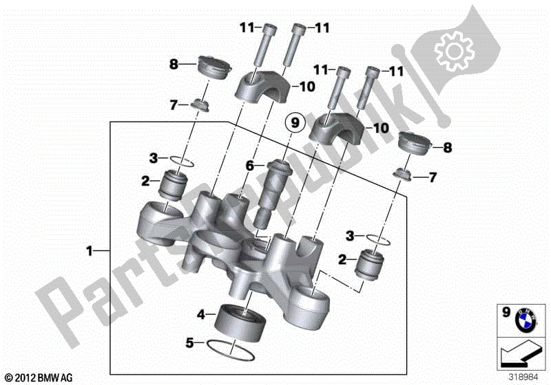 Todas las partes para Horquilla Cruzada Superior de BMW R 1250 GS K 50 2018 - 2021