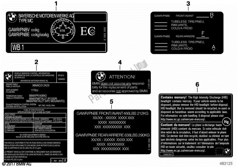 Todas las partes para Etiquetas Para Canadá de BMW R 1250 GS Adventure K 51 2018 - 2021