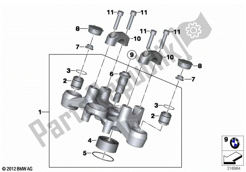 Todas las partes para Horquilla Cruzada Superior de BMW R 1250 GS Adventure K 51 2018 - 2021