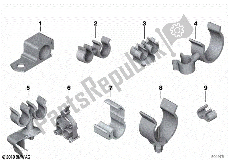 All parts for the Line Clips, Hose Supports of the BMW R 1250R K 53 2018 - 2021