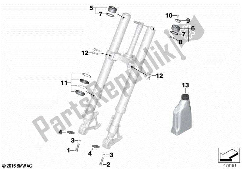 Todas las partes para Servicio De Horquillas Telescópicas de BMW R 1250R K 53 2018 - 2021