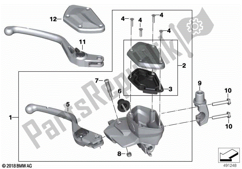 All parts for the Handbrake Lever of the BMW R 1250 RS K 54 2018 - 2021
