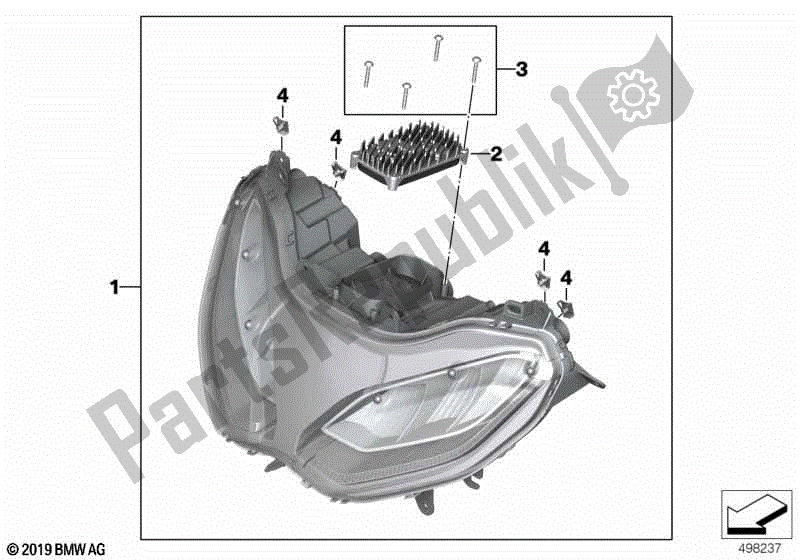 All parts for the Led Headlight - Generation Ii of the BMW R 1250 RS K 54 2018 - 2021