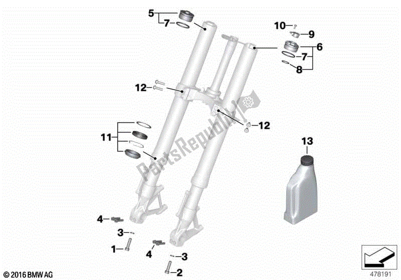 Todas las partes para Servicio De Horquillas Telescópicas de BMW R 1250 RS K 54 2018 - 2021