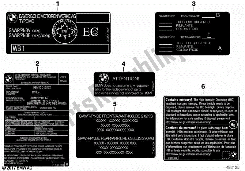 Toutes les pièces pour le étiquettes Pour Le Canada du BMW R 1250 RT K 52 2018 - 2021