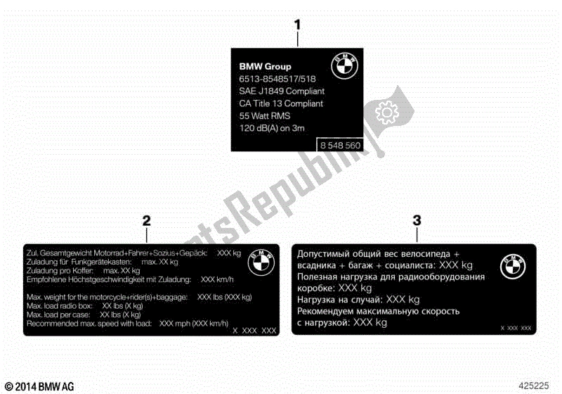 Todas las partes para Etiquetas Para Vehículos Oficiales de BMW R 1250 RT K 52 2018 - 2021