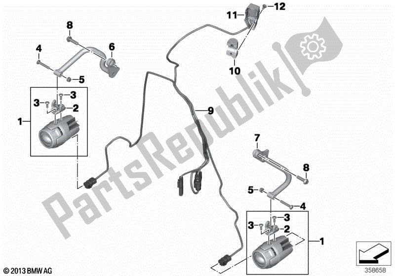 Todas las partes para Faro Auxiliar Led Modernizado de BMW R 1250 RT K 52 2018 - 2021