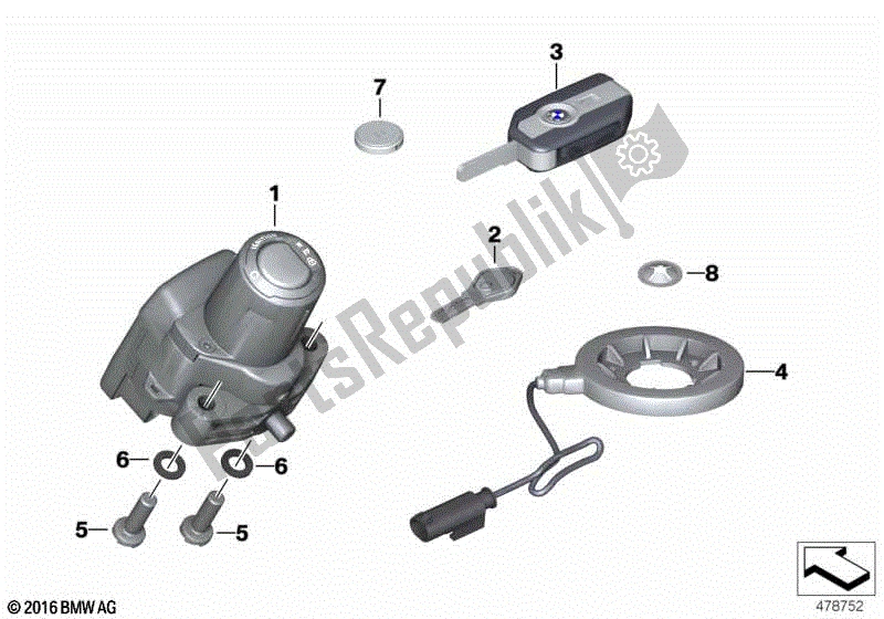 Toutes les pièces pour le Système De Verrouillage De La Télécommande Rf du BMW R 1250 RT K 52 2018 - 2021