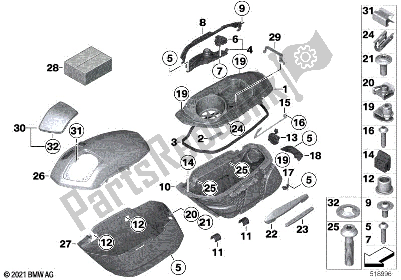 Alle onderdelen voor de Suitcase van de BMW R 18 B K 35 1800 2021