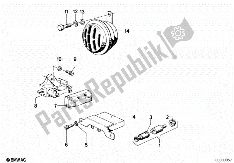 Toutes les pièces pour le Interrupteur Klaxon / Feu Stop du BMW R 50/5 500 1970 - 1973