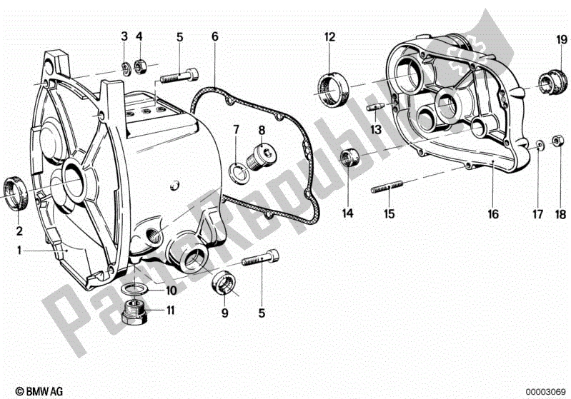 Toutes les pièces pour le Boîtier De Transmission / Support. Pièces / Joints du BMW R 50/5 500 1970 - 1973