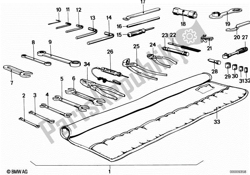 Alle onderdelen voor de Autogereedschap, Aanvullende Set van de BMW R 65 650 1978 - 1985