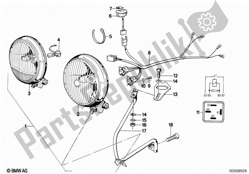 Alle onderdelen voor de Extra Koplamp van de BMW R 65 650 1985 - 1988