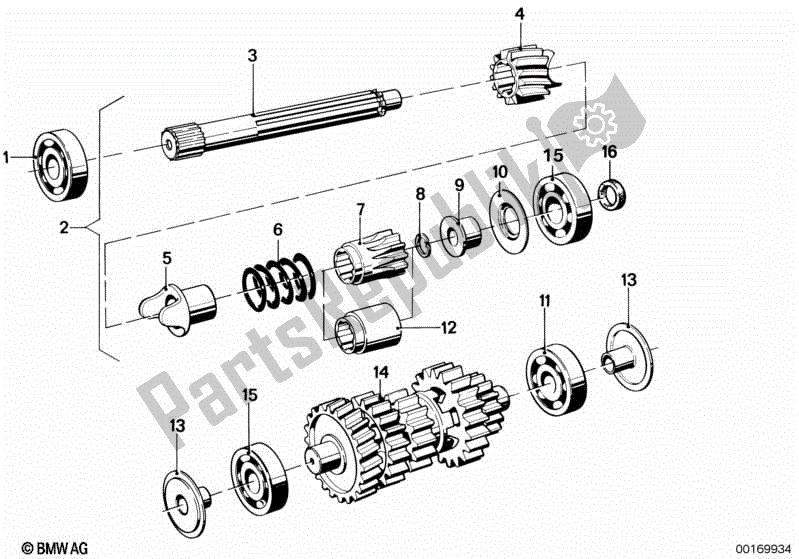 Todas las partes para Eje De Transmisión Y Eje Intermedio de BMW R 75/5 750 1970 - 1973