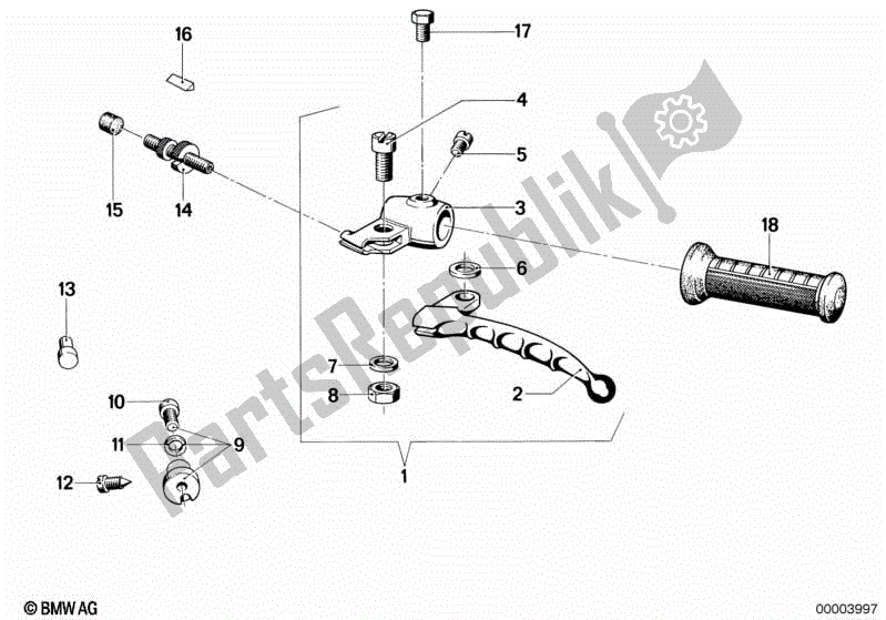 Alle onderdelen voor de Handvat Unit Links van de BMW R 75/5 750 1970 - 1973