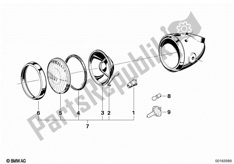 Todas las partes para Inserto De Faro de BMW R 75/5 750 1970 - 1973