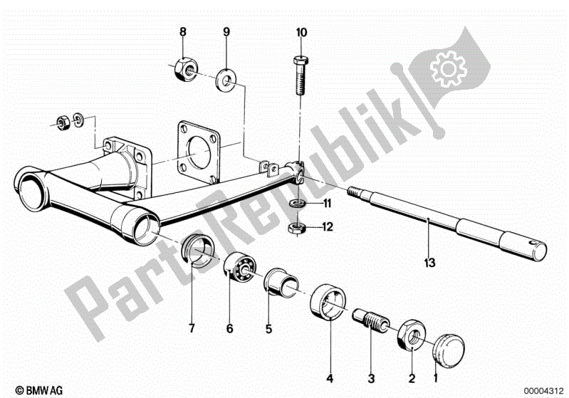 Todas las partes para Piezas De Montaje Del Brazo Oscilante De La Rueda Trasera de BMW R 75/5 750 1970 - 1973