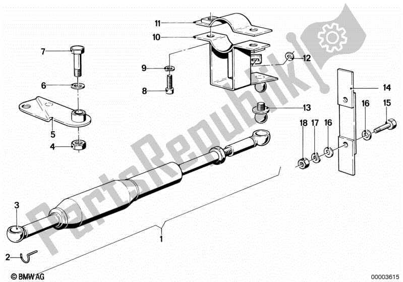 All parts for the Steering Damper of the BMW R 75/5 750 1970 - 1973