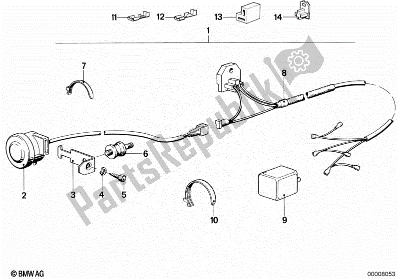 Todas las partes para Zumbador De Advertencia De Cableado de BMW R 75/7 750 1976 - 1977